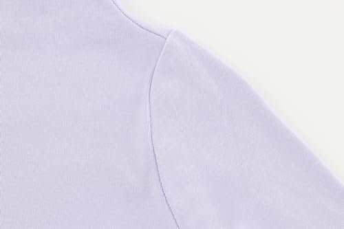 Image of Girls Lettuce Edge Trim Mock Neck Long Sleeve Slim Fit T-Shirt Tops Lightweight Knit Tee
