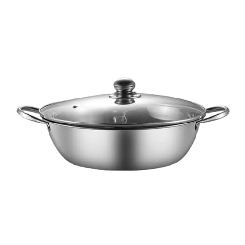 FENOKD Charcoal Hotpot for Cooking Stainless Steel Shabu Shabu Thickened Bottom Household Cookware Double-Boiled Cooking Pot Kitchenware (Silver 28cm)