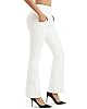 Promover Flared Trousers Women Bootcut Yoga Pants for Women Sports Leggings Stretch High Waist Workout Bootleg Tummy Control Work Trousers(White-1,XXL,Regular) #2