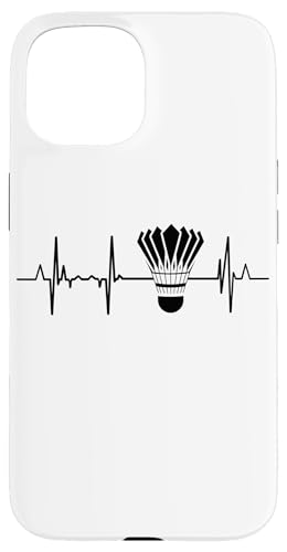 Installazione facile Custodia per iPhone 15 Badminton Birdie Heartbeat Volano Heartline