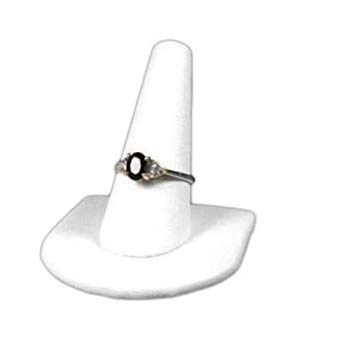 RJ Displays 5 Piece Pack-White Faux Leather Ring Finger Jewelry Holder Showcase Display Stands to Display Rings Wedding Rings (5)