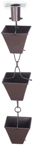 Nutshell Stores Cadena de lluvia de copas cuadradas extra grandes, bronce, 8 pies