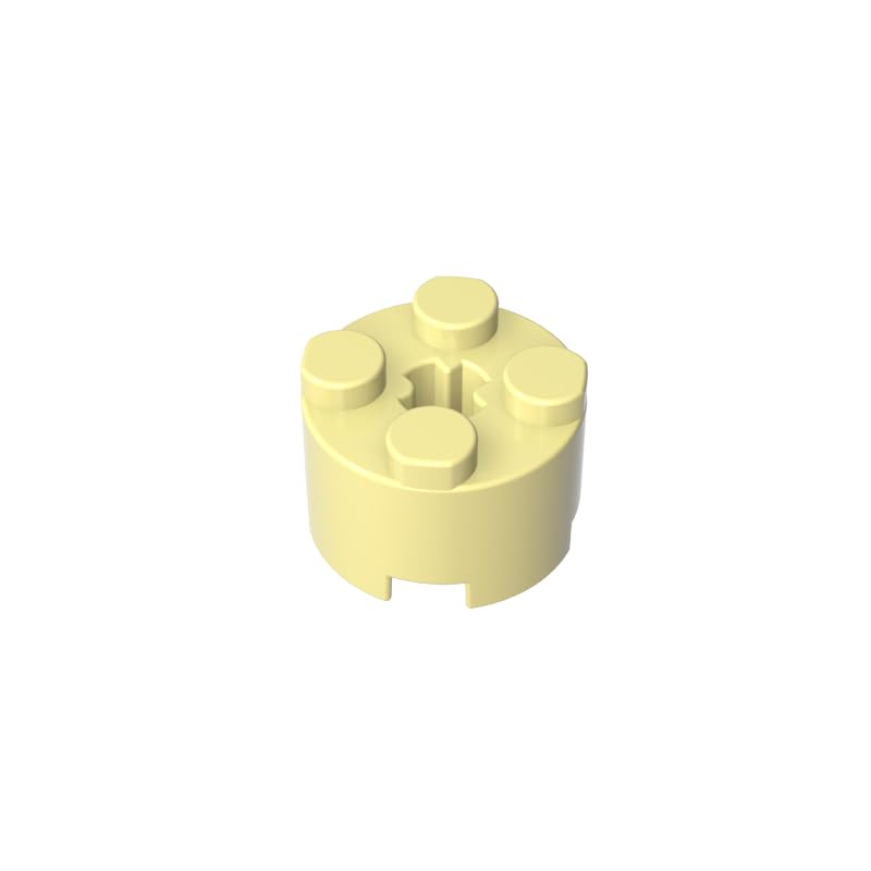 Gobricks 6143 Round Brick Brick Round 2x2 with Axle Hole 50 Pieces GDS-607 Compatible with Lego Building Blocks Color:Light yellow — image 1