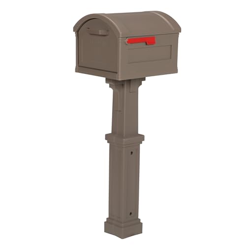 Architectural Mailboxes Grand Haven Plastic Mailbox and Post Kit, GHC40MAM, Mocha, Extra Large Capacity by ARCHITECTURAL MAILBOXES - Used condition - US$99.91