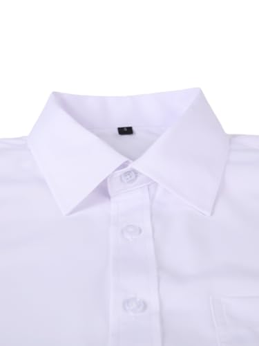 corfty Men Long Sleeve Dress Shirt - Regular Fit Stretch Free-Wrinkle Casual Button Down Shirt (White with Pockets, Large) - Image 4