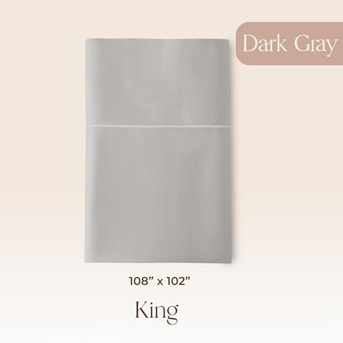 Image of Certified Organic King Flat Sheet Only - 100% Organic Cotton Top Sheet with Luxurious Soft and Breathable 300 Thread Count Sateen Weave Finish - GOTS & Fairtrade Certified (Classic Grey, King)