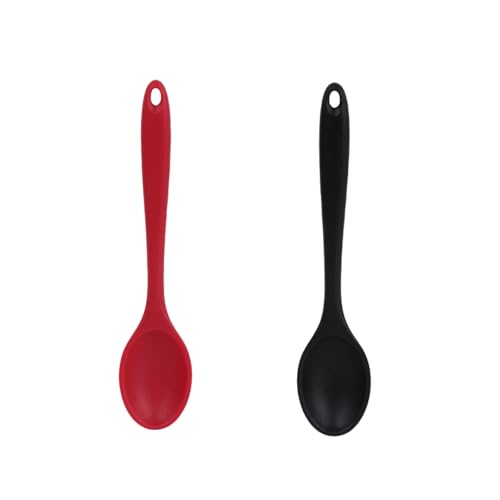 2 Pcs Silicone Spoon Heat Resistant,Kitchen Spoon,Non Scratch Cooking Spoons Set for Stirring, Scooping and Mixing