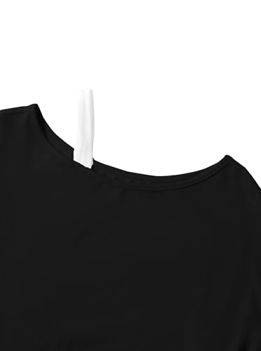 Image of Girls Off The Shoulder Tops Asymmetrical Short Sleeve Crop Top Cute Summer Tee Shirts