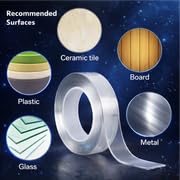 Image of YAJNAS Nano Double Sided Tape | Heavy Duty Reusable Washable Traceless Adhesive Gel (2mm Thick, 24mm Wide) | Strong Multipurpose Mounting Tape for LED Lights, Hooks, Frames & Home Use (1 METER)