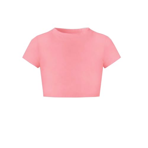 Image of Betusline Girls & Women Basic Summer Short Sleeve Slim Fit T-Shirts Soft Crewneck Crop Y2k Tee Cute Gym Fashion Clothes