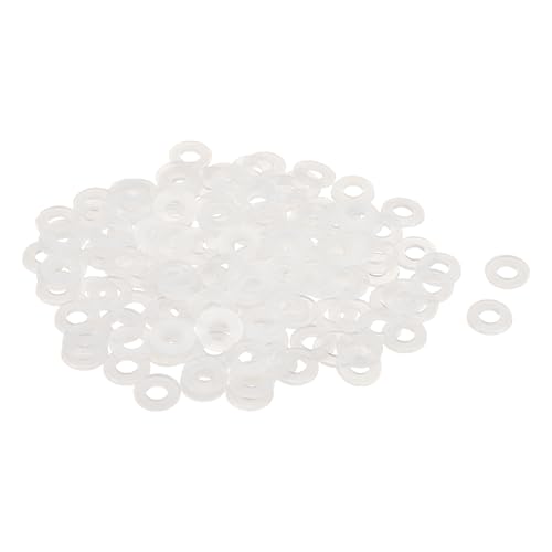 uxcell 120Pcs M4 Nylon Flat Washers 4mm ID 9mm OD 1mm Thick Plain Washer Grommets Plastic Sheet Gasket Fastener Sealing Spacer Gasket Ring, White