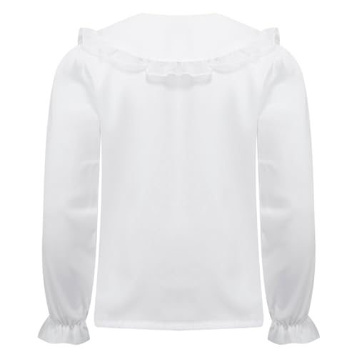 YiZYiF Uniform Shirts for Girls Long Sleeve Oxford Blouse Ruffle Button Down Shirts Spring and Summer Princess Crop Tops3