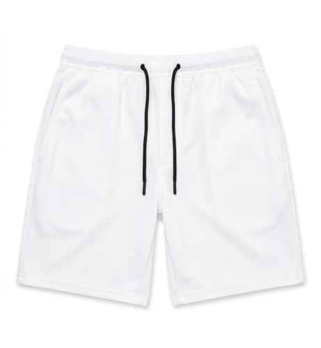 Bermuda Masculina Premium com Tactel Elastano e Cordão Ajustável – Shorts Liso – Ideal para Academia, Treino e Uso Casual (BR, Alfa, G, Regular, Regular, Branco)
