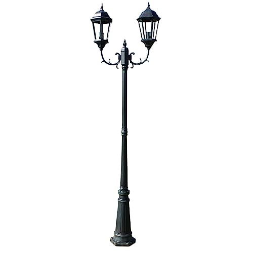vidaXL Lampe de Jardin Vert Foncé et Noir Aluminium et Verre 2 Bras Lampadaire