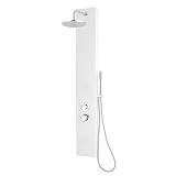 Edouard Rousseau   Colonne Hydromassante Blanche   Panneau Douche avec Jets Massants   Tête Ø 200 mm   Douchette 1 Jet