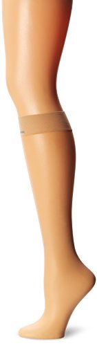 CK Women's Matte Ultra Sheer Knee High Sock with Comfort Top, Buff, One Size