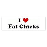 CafePress I Love Fat Chicks 10'x3' Rectangle Vinyl Bumper Sticker Car Decal