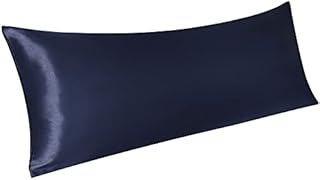 PiccoCasa 1 PC Satin Body Pillowcases for Hair and Skin, Luxury Silky Pillow Cover Luxury Long Satin Pillow Cases with Envelope Closure Navy 20"x60" (5ft)