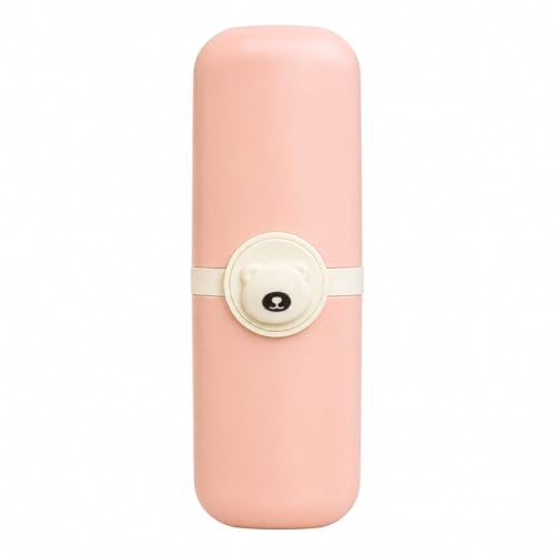 Estojo Porta Escova de Dentes e Pasta Rosa Estilo Urso para Viagem