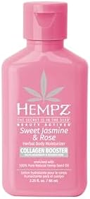 Hempz Sweet Jasmine and Rose Herbal Body Moisturizer for Women, Moisturizing Body Lotion with 100 percent Pure Hemp Seed Oil, Collagen, Shea Butter, Hydrating Vegan Lotion for Dry Skin, 2.25 fl. oz.