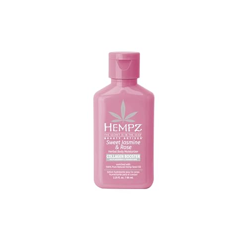 HEMPZ Mini Travel Size Body Lotion Whipped Crème Daily Moisturising Cream, Shea Butter Hand and Body Moisturiser - Skin Care Products, Hemp Seed Oil - 2.25 oz. - Sweet Jasmine & Rose