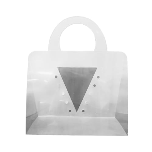 Image of Oasis Pack Of 10 Multipurpose Satchel Waterproof Transparent Bags With Handles For Floral Arrangement, Bouquets - Florist Supply, Gift Hamper Bags For Rakhi, Birthday, Diwali, House Warming & More | 30cm X 12cm X 25cm