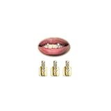 Longita 3pcs Rhinestone Gold Grills for Your Teeth Grillz for Women Men Gold Tooth Cap Teeth Grillz for Women Golden Tooth Jewelry Mouth Grills Men Hip Hop Outfits Custom Accessory Halloween Party
