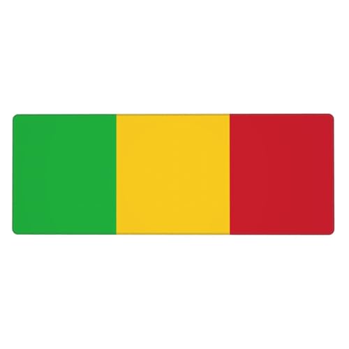 Tapis de souris drapeau du Mali - 30 x 80 cm - Avec un motif imprimé, adapté pour le bureau, les jeux et le bureau.