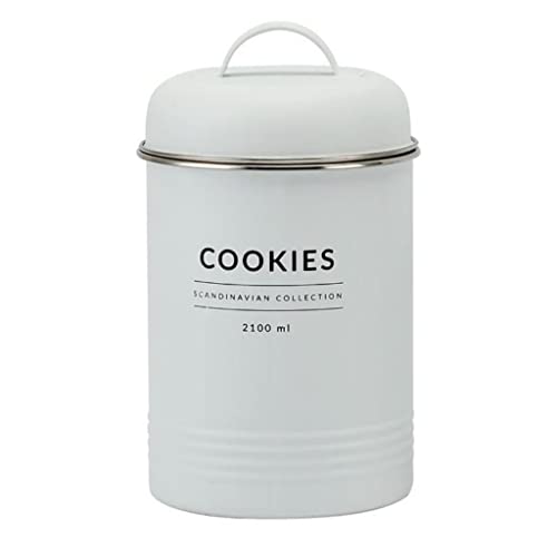 Lata Hermética para Biscoito de Metal Copenhag YOI 811500128 Branco 2,1L