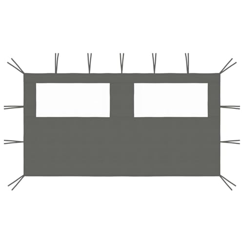 Tidyard Toldo Lateral de privacidad,Panel de Pared para cenador,Pared Lateral de cenador con Ventanas Gris Antracita 4x2 m,Carpa Plegable para Fiestas de Jardín, Terraza,Playa