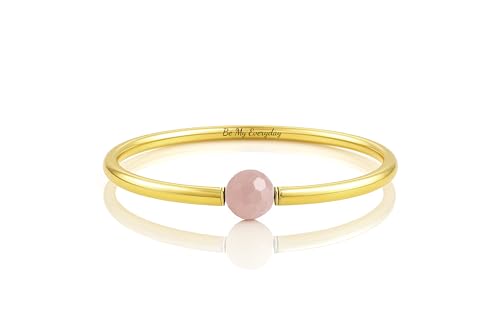 Bracelet or 14 carats et quartz rose élégant fait main pour femme