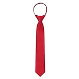 Solid Color Boys 14 Inch Zipper Tie - Crimson Red
