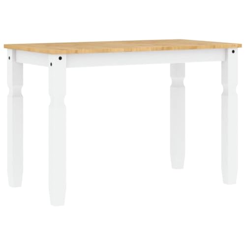 Table à manger Corona rustique et minimaliste en pin blanc