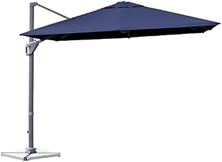 COSTWAY 3x3m Garden Cantilever Parasol, 360° Rotation Square Overhanging Umbrella with 4-Level Tilting Adjustment and Crank Handle, Outdoor Patio Offset Market Umbrellas (Navy)