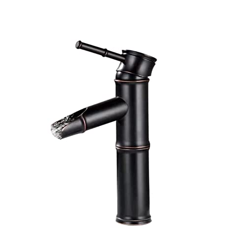 Mitigeur de salle de bain noir laiton robinet évier cascade eau chaude