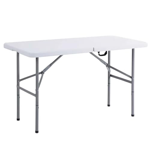 3ft 4ft 6ft Trestle Table Indoor Outdoor Garden Catering Folding Table with Handle Plastic Picnic Garden Foldable Plastic Table for Picnic Party Dinner Camping Hiking White ((L122 x W61 x H74 cm) 4FT)
