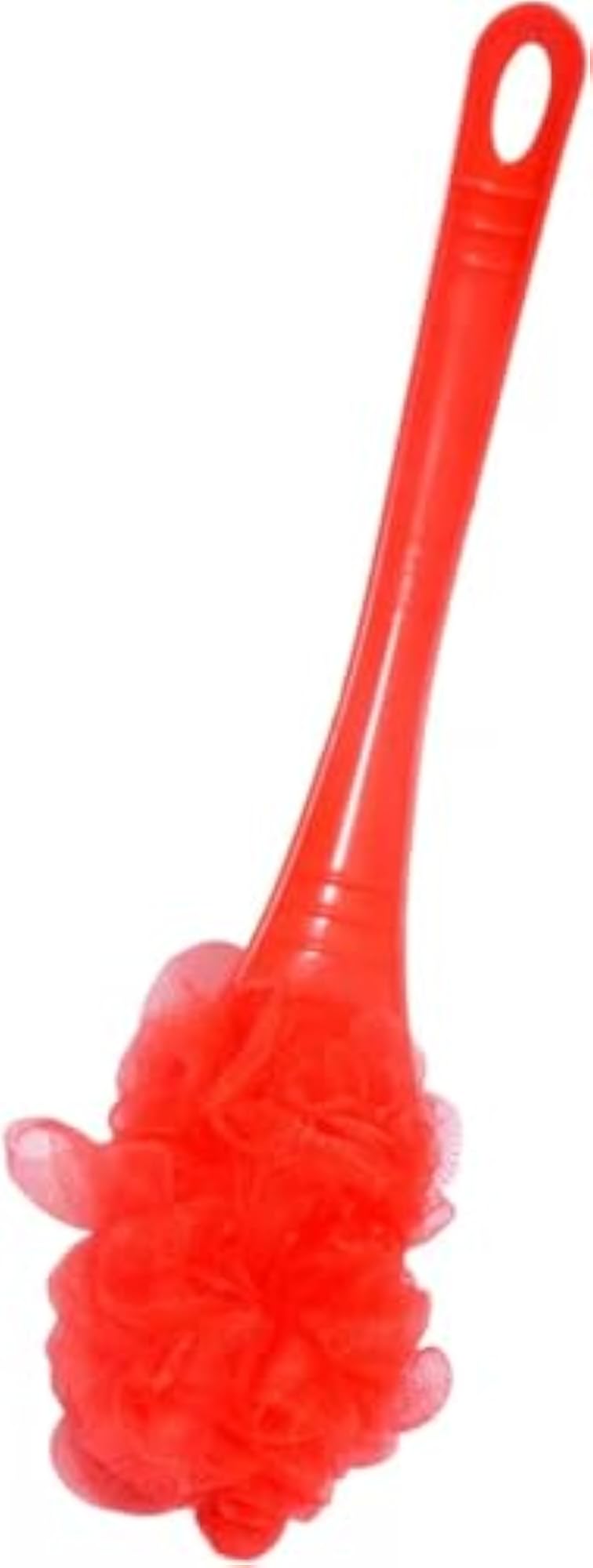 Red Loofah Sponge with Long Handle for Bathing