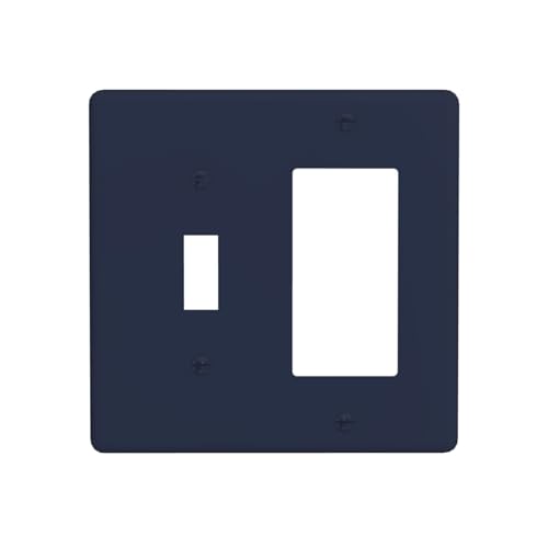 JKJDUA Dark Navy Blue 2 Gang Combin Light Switch Covers Decorative Toggle Rocker/Decora Outlet Covers Wall Plate Plug Electrical Receptacle SwitchPlate Dimmer Faceplate for Home Bathroom Kitchen Decor