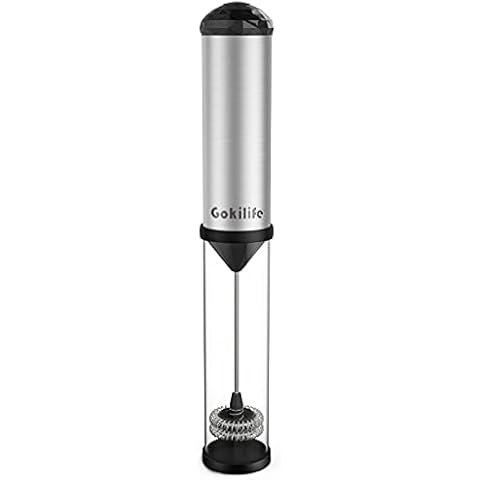 Milk Frother Handheld - Gokilife Electric Whisk Drink Mixer Mini Foam Maker Hand Foamer for Bulletproof Coffee, Latte, Cappuccino, Hot Chocolate, Protein Powder (Sliver01) Cover