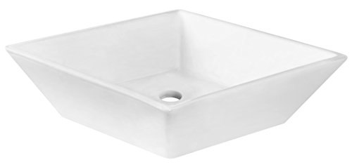 American Imaginations AI-11-210 Above Counter Square Vessel for Deck/Wall Mount Faucet, 16-Inch x 16-Inch, White
