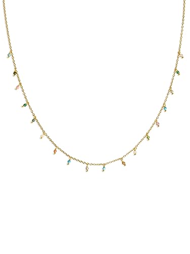 Miniatura 7 de SINGULARU Collar Mujer Dancing Stones Baño Oro | Latón con baño de oro de 18kt aporta color y alegría con piedras naturales colgantes.