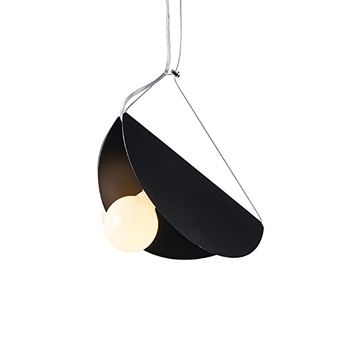 Chandelier géométrie moderne macaron noir E27 suspension réglable