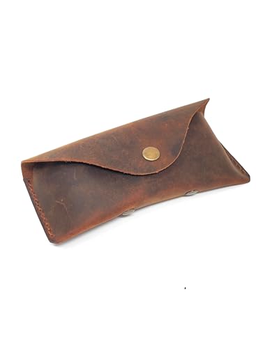 Image of Leather Eyeglass Case -Glasses Case - Sunglass Case - Genuine Leather Eyeglasses Case with Snap Closure