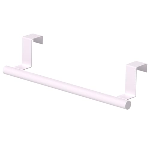 Qflushor Porte-serviettes pour porte d'armoire – Barre de placard de cuisine en acier inoxydable blanc pour torchons à vaisselle, 1 paquet