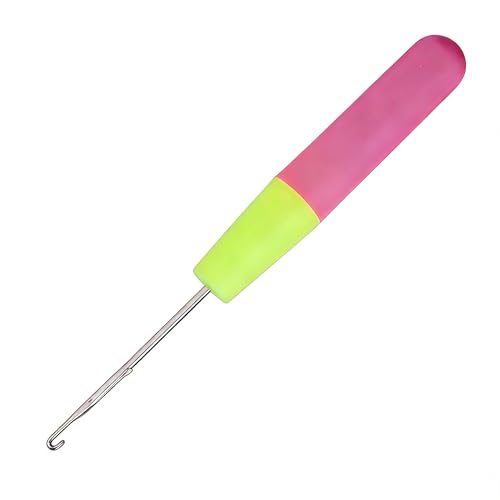 Crochet Hook Tool for Hair Extensions Professional Dreadlock & Braiding Needle for Crochet Hair Installation (Pink & Green Handle)
