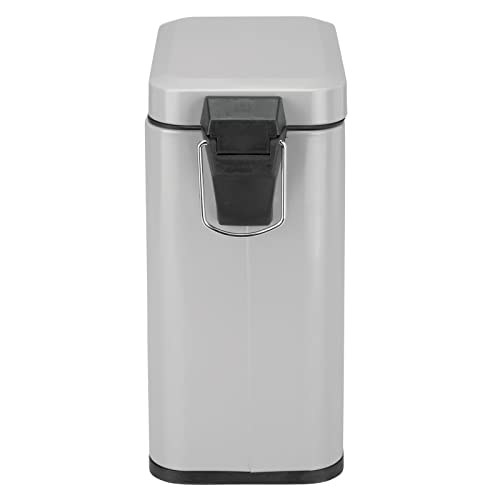 Mdesign Small Modern 1.3 Gallon Rectangle Metal Lidded Step Trash Can, Compact Garbage Bin With Removable Liner Bucket And Handle For Bathroom, Kitchen, Craft Room, Office, Garage - Gray #TOP5