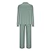 Sinzelimin Women Tracksuit Set Fashion Solid Color Lapel Long Sleeves Pullover Sweatshirt and Wide Leg Jogger Sweatpant Suit Green 3X-Large