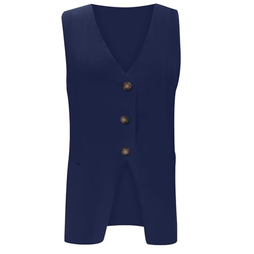 Chaleco de lino de alta calidad chaqueta de botones estilo elegante