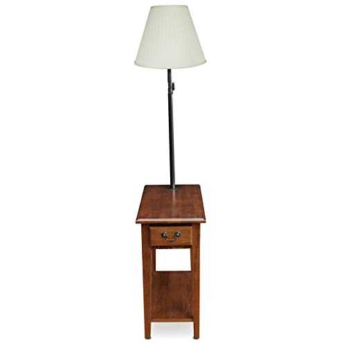 Leick Home Chairside Lamp End Table With Drawer, Hand Applied Finish, Medium Oak/Matte Black, 12 In X 23.5 In X 57 In #TOP4