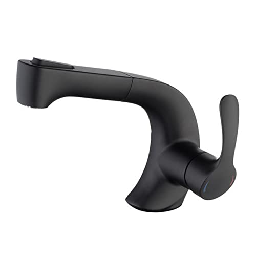 Grifo de baño extensible contra salpicaduras con spray de agua fría y caliente lavabo negro